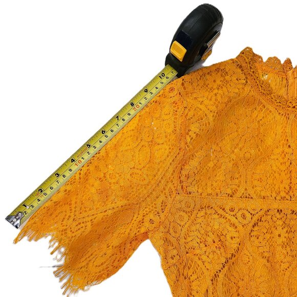 LULUS Remarkable Bright Orange Short Sleeve Lace Dress Size XS - Picture 5 of 11